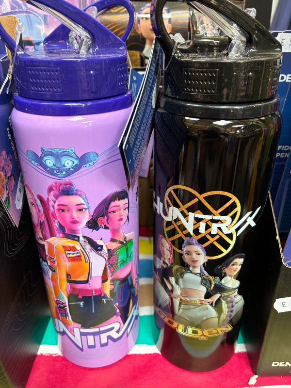 Two styles of Kpop Demon Hunters flip top bottles