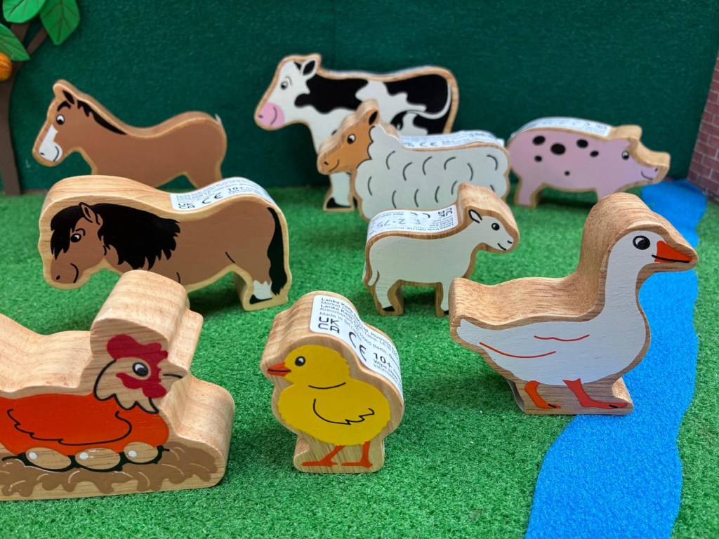 Wooden farm animals